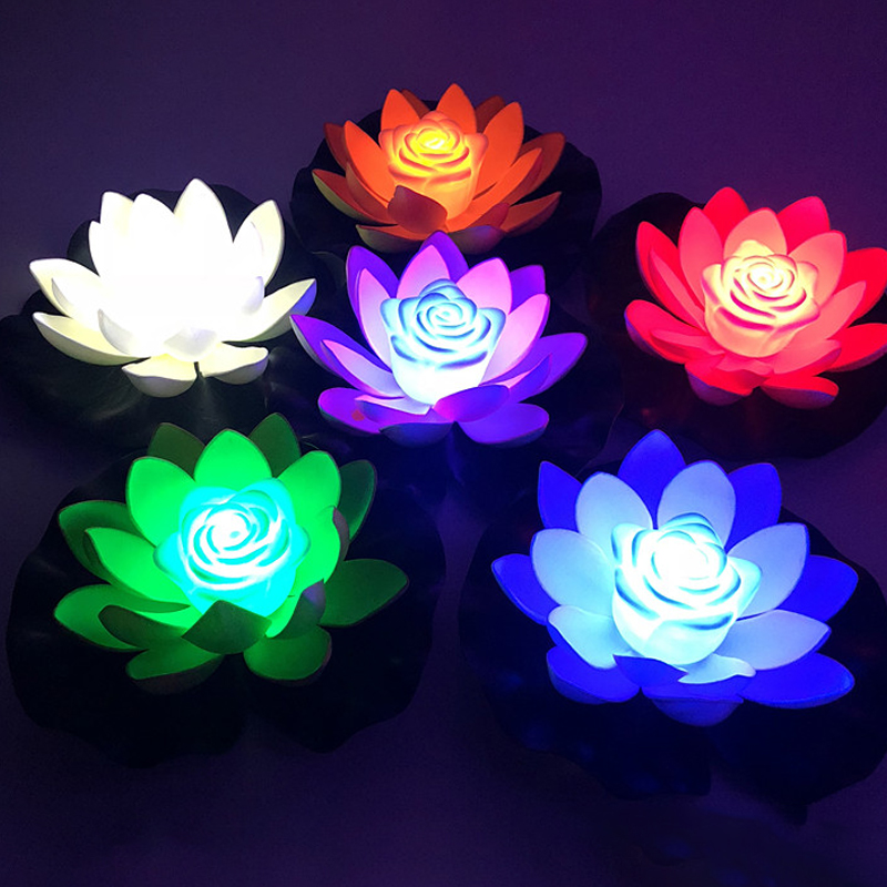 

LED Wishing Light Waterproof 18cm Lotus Lights Floating Pool Water Floating Lighting Night Lamp Garden Pool Party Garden Decoration 10165