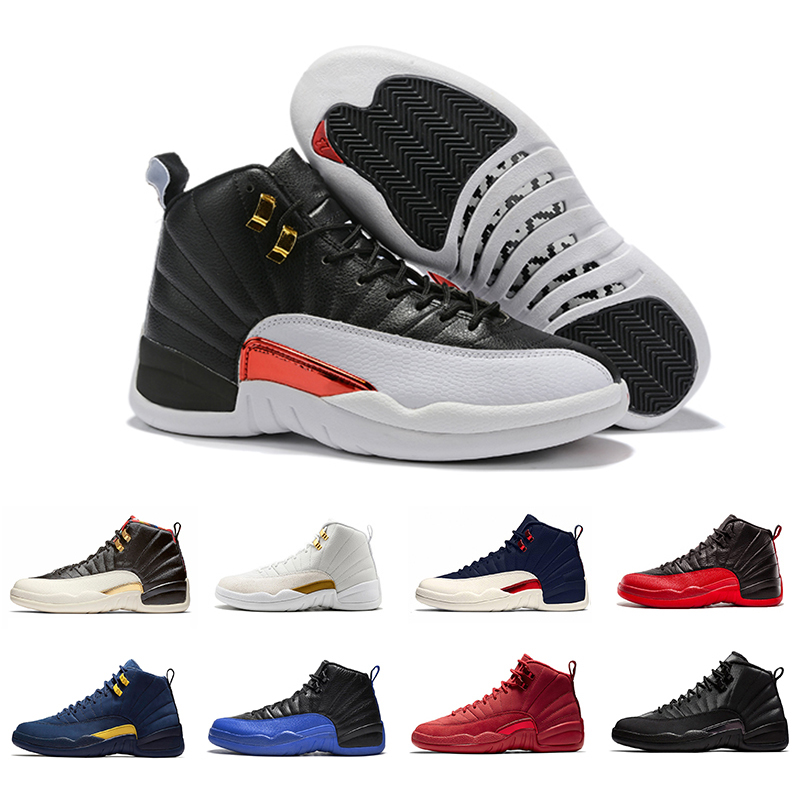 

2019 Winterize 12 Gym Red 12s men basketball shoes Michigan WINGS bulls Flu Game the master black white taxi mens Sports trainer sneakers, French blue