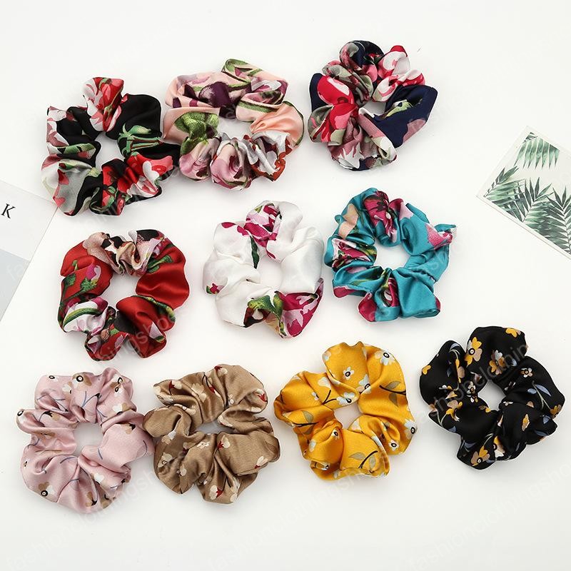 

Fashion Women Faux Silk Flower Scrunchies Hair Tie Lady Simple Elastic Satin Hairbands Girls Hair Rope Headbands Hair Accessories, Mixed color