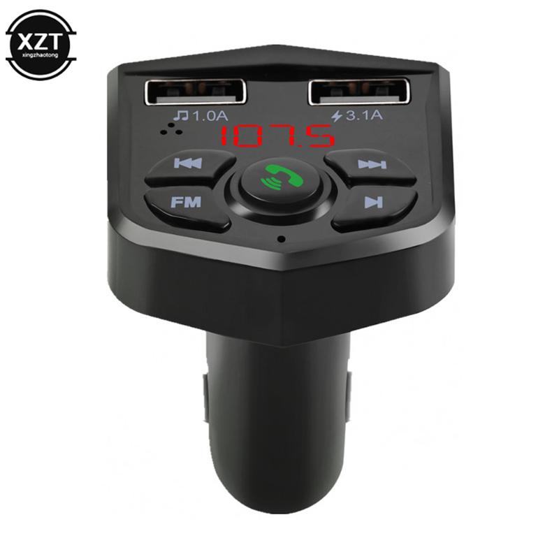 

Bluetooth 5.0 Handsfree Car Kit FM Transmitter 3.1A Quick Dual USB Charger LCD Digital Voltmeter TF Card U Disk AUX Player