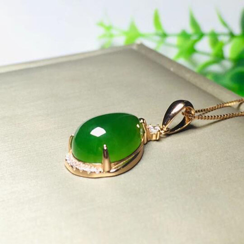 Vert naturel jade DONUT collier pendentif charme bijoux Lucky Boucle Amulette