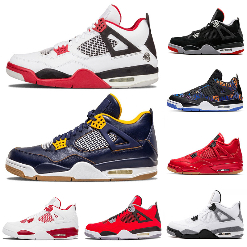 

2020 Hot Punch 4s Mens Basketball Shoes 4 Bred Fire Black Cat White Cement Tattoo Red Dunk FIBA Raptors Athletic Sports Shoes 40-47, White;red