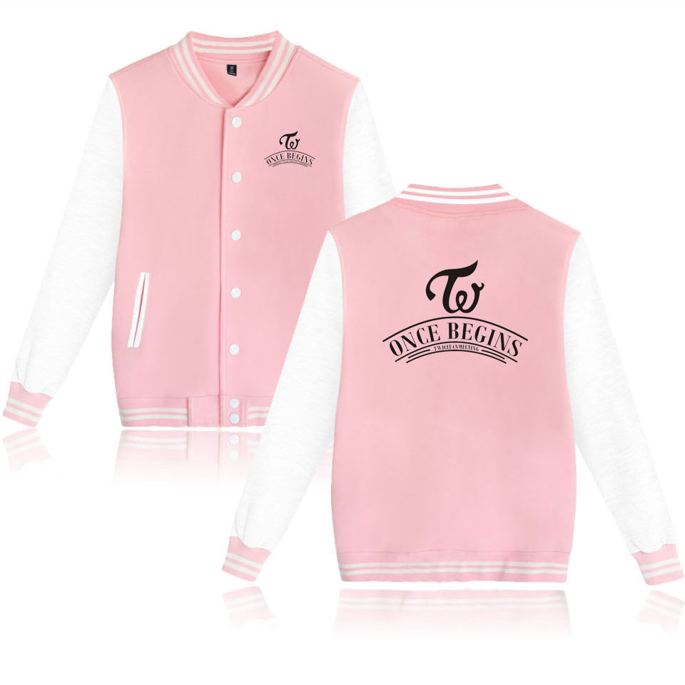

Fashion-TWICE Jacket Streetwear Good Quality Cool And Fashion Kpop TWICE Baseball Jacket Men/Women Tshirts Baseball Uniform, Darkblue
