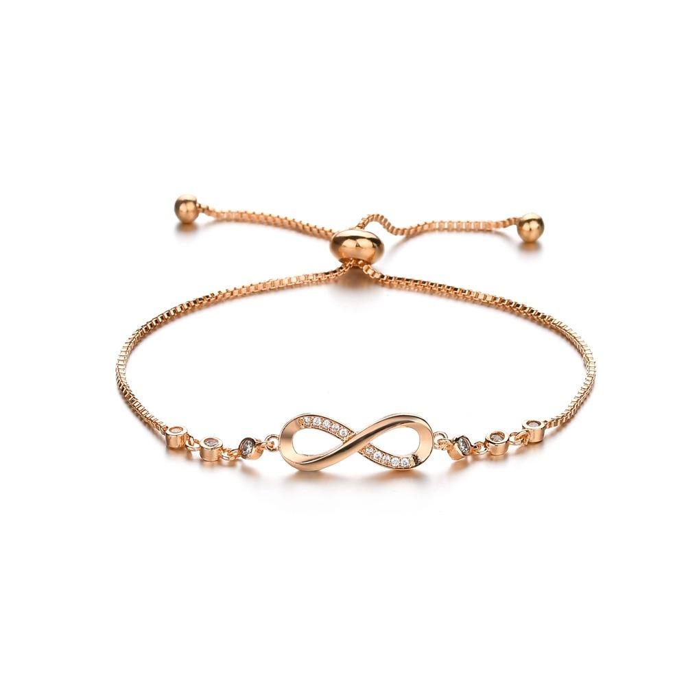 

Luxury Crystal Paved Infinity Bracelet Gold Silver Color Chain Tennis Braclet For Women Girls Wedding Party Jewelry