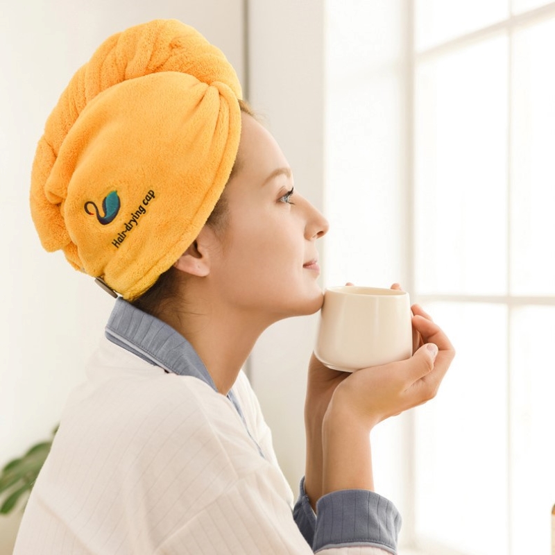 Dry Hair Caps Women Absorb Water Quick-drying Thickening Towel Cap Absorbent Towel Wipe Hair Turban Bath Hair Shower Cap-image-521245841