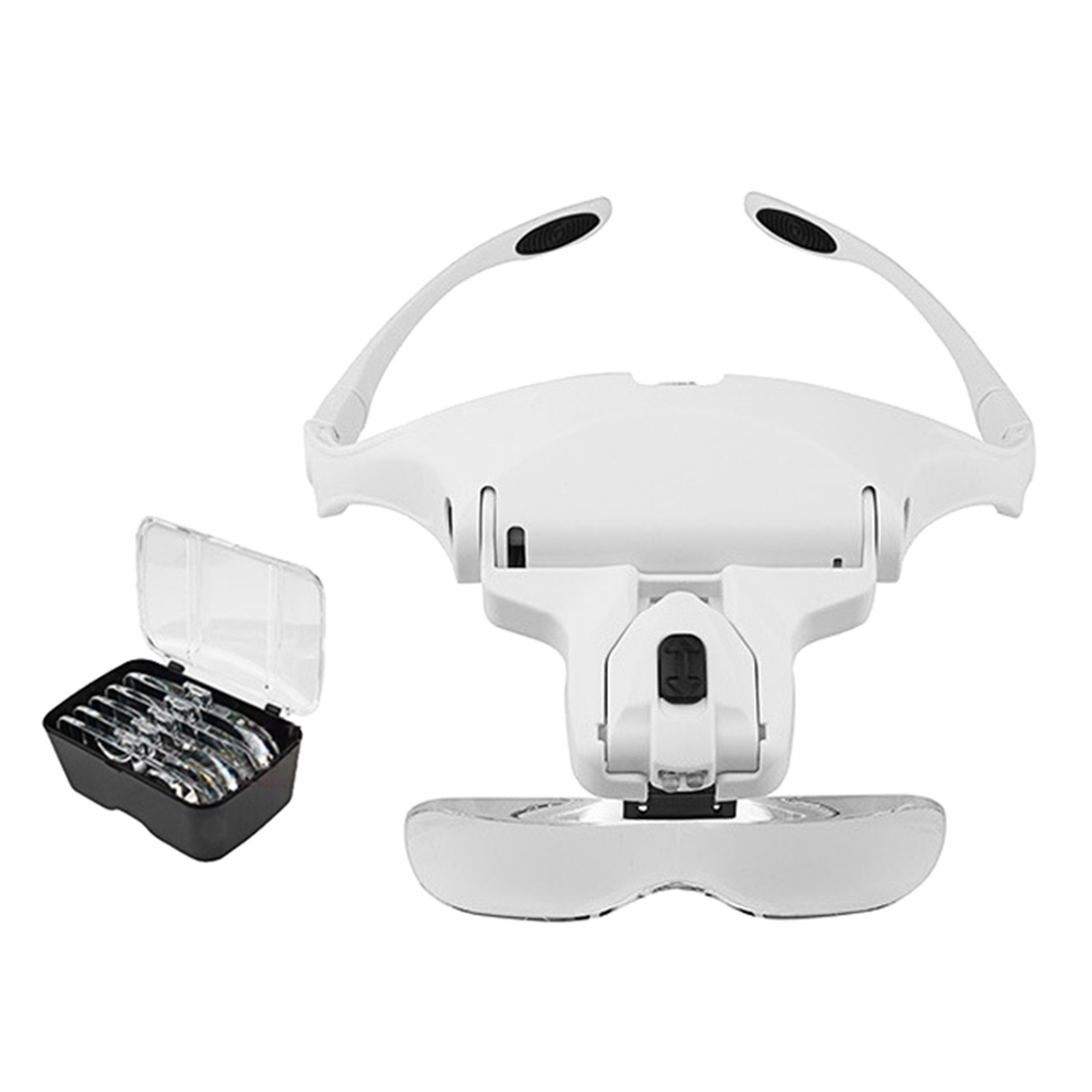 

Magnifying LED Light Lamp Visor Head Loupe Watch Repair Magnifier 5 Lens