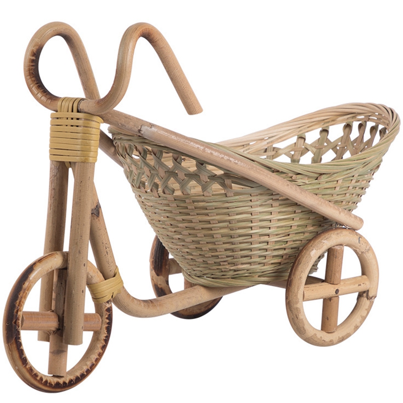 

Bamboo Handmade Woven Straw Fruit Basket Wicker Rattan Bread Organizer Kitchen Decorative Bicycle Gift Neatening Organizer