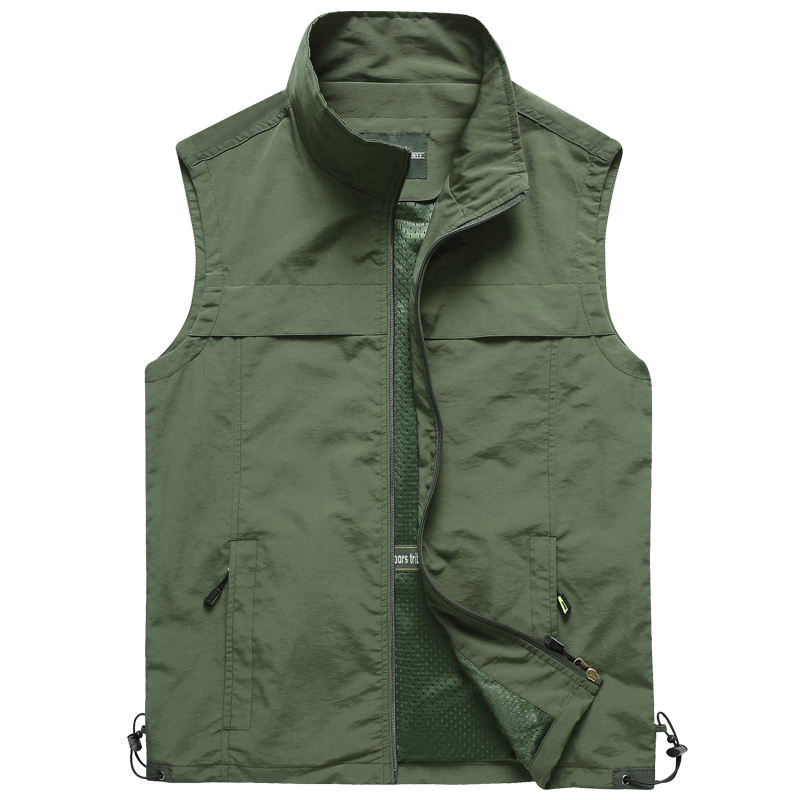 

2019 NEW Summer Vest With Many Pockets For Men Thin Multi Pocket Classic Outdoor Waistcoat Male Photographer Sleeveless Jacket, Army green