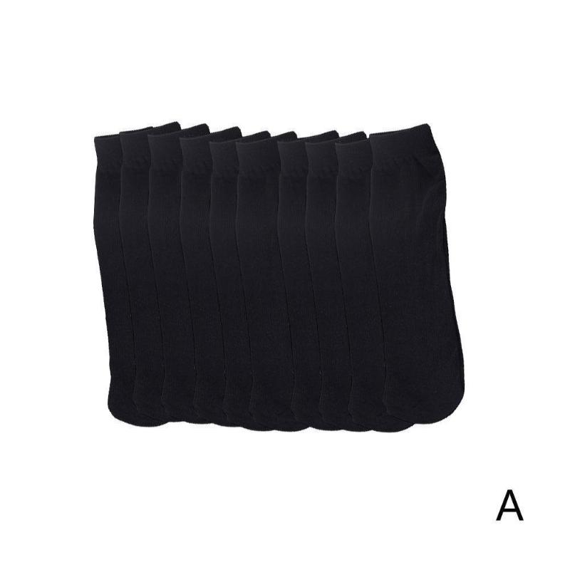 

10 Pairs Socks Men  Ultra-thin Elastic Silky Men Silk Socks Stockings Short J4L0, Black