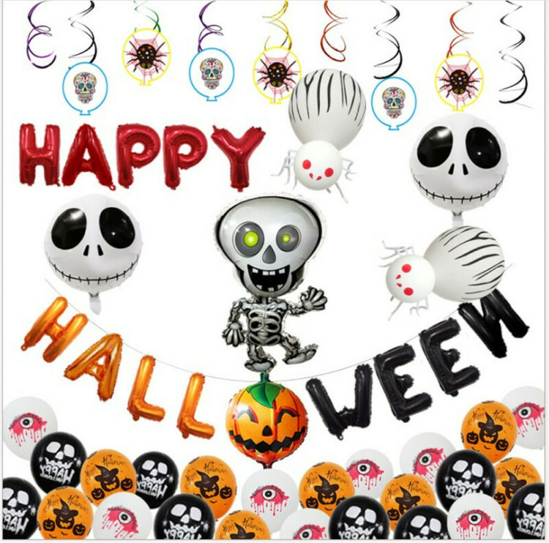 Halloween Pumpkin Balloon Set Funny Scary Head Skeleton Shape Balloon Party Props Halloween Aluminum Balloon Toys-image-520452222