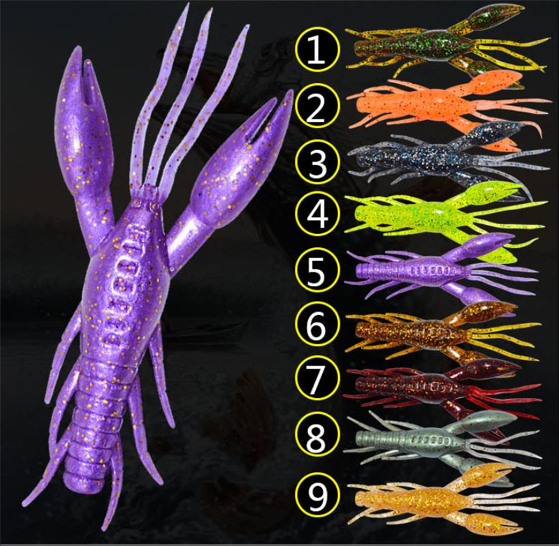 

New Krackin' Craws Shad bait soft Rubber Fishing lures 8cm 5.5g 3D eyes realistic crawfish bait 4pc/lot