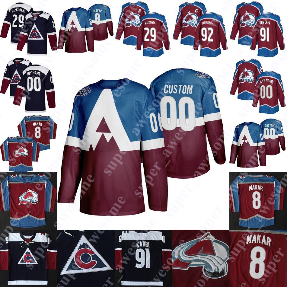 

Colorado Avalanche Jersey Alex Newhook Joe Sakic Peter Stastny Milan Hejduk Peter Forsberg Jacob MacDonald Valeri Nichushkin Hunter Miska, Youth red