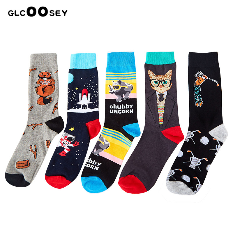 

Wholesale-Harajuku Happy Men Socks Funny Mens Sloth Sock Tiger Animal Dragonfly Cat Squirrel Flamingo Frog Dog Novelty Combed Cotton Socks, Black
