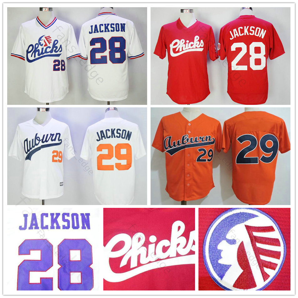 

1986 Retro Memphis Chicks Bo Jackson Jersey Baseball Moive Men' 28 Bo Jackson Red White Stitched Baseball Shirts Cheap top quality, Orange