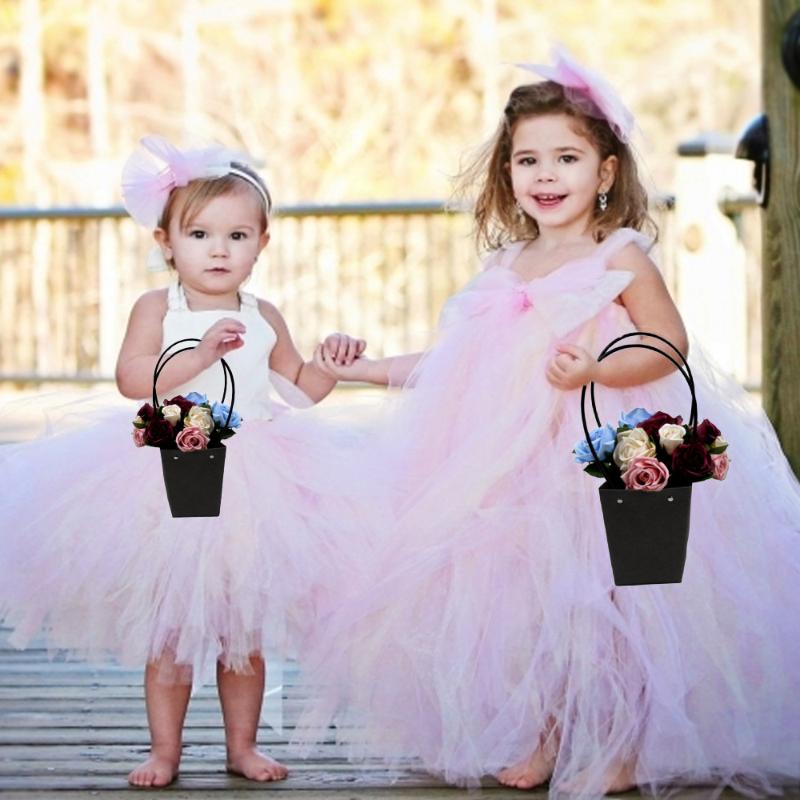 

Paper Bags Flower Box With Handle Bouquet Florist Gift Packing Box Valentine'S Day Rose Boxes Wedding Party Home Decor Gift