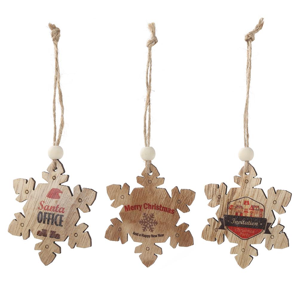 

10pcs/pack Wooden Christmas Decorations Hanging Pendent English Letters Snowflake Pendant Ornament Small Christmas Tree for Home