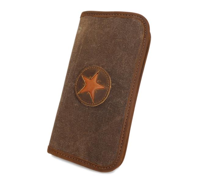 

Designer-Source Point Oil Wax Canvas Waterproof Men's Wallet, Red