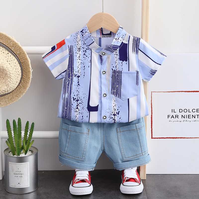 

Summer Baby Boys Girls Clothes Fashion Cotton Infant Shirt Shorts Denim Pants Sports Suit for Children Clothing, Khaki