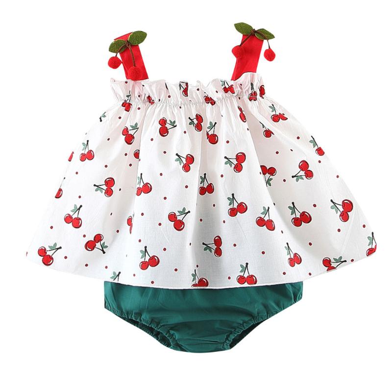 

SAGACE Summer Newborn Outfit For Girl Baby Cute Fruit Print Tops Short PP Pants 2PC Outfits Baby Clothes Girl Sets New, Red