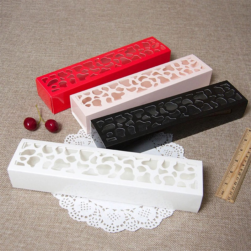 

5 pcs long macaron box baking accessories wedding party cookie box exquisite gift hollow design