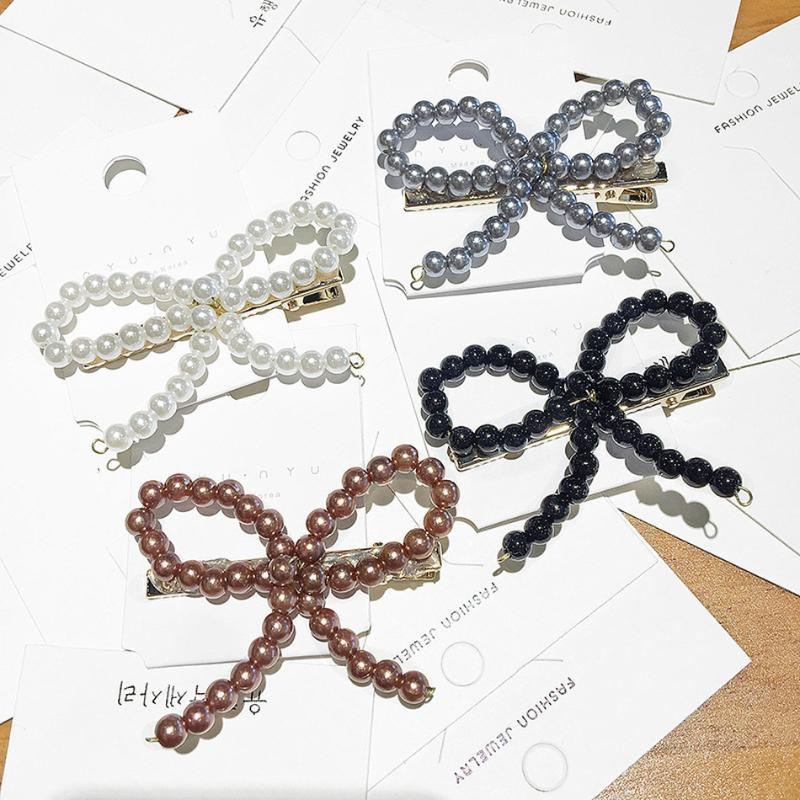 

Korea Style Cute Hair Pins Ins Bow Pearl Hair Clips for Girl Women Fashion Accessories Wholesale