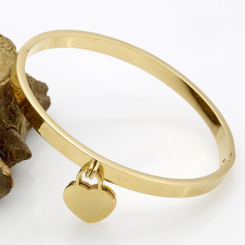 

Wholesale-brand Stainless Steel Fashion Double heart Lover Bracelet Bangle with Crystal for Women love Bracelets Pulseira fine Jewelry