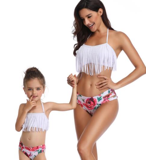 

discount tassel split parentchild swimsuit bikini suit split kids women girls flying sexy yakuda flexible stylish leopard print bikini sets