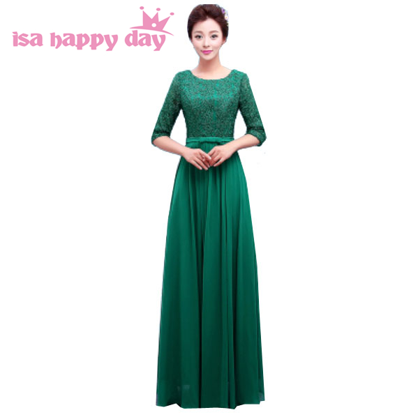 

red green lace sleeved long woman brides evening dress gown 2019 new arrival formal party gowns dresses elegant sleeves H3765, Burgundy