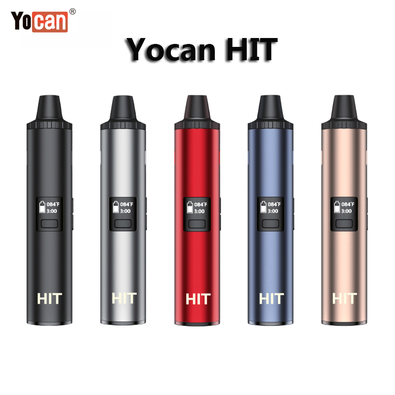 

Authentic Yocan HIT Kits Smart Dry Herb Vaporizer With 200F-480F Temperature Control OLED Display 1400mAh Battery Ceramic Oven 5 Colors Vape Pen, Red