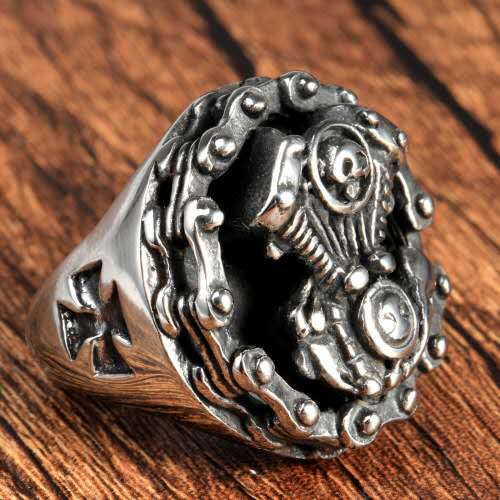 

New Stainless Steel Ring Men's Harley Ring Free Shipping, Silver