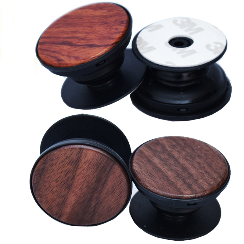 

High Quality Mobile Phone Wood Popsocket Grip Customized Design Wooden Bamboo Smartphone Holder, Cherry