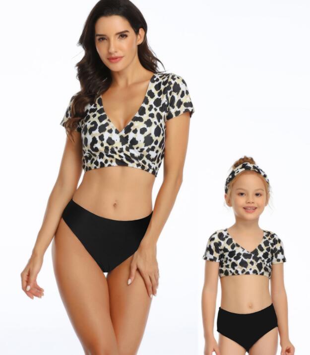 

kids girl 2020 Mermaid one piece high waist flash mother daughter parent child print sexy yakuda flexible stylish Leopard Print bikini sets