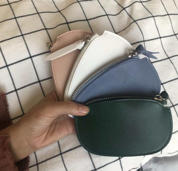 

DHL 50pcs Coin Purses Women PU Plain Oval Shaped Zipper Min Wallet 4Colors