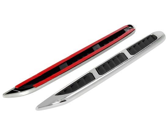 

OB-617 Car Engine Cover Decoration Car Air Flow Stickers 2PCS - Black And Silver