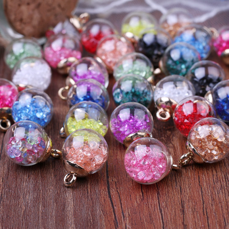 CR jewelry DIY Accessories Ins Round Transparent Mermaid Bubble Glass Ball diamond stone Earrings Charms Christmas decorations QT4C002-image-504896865