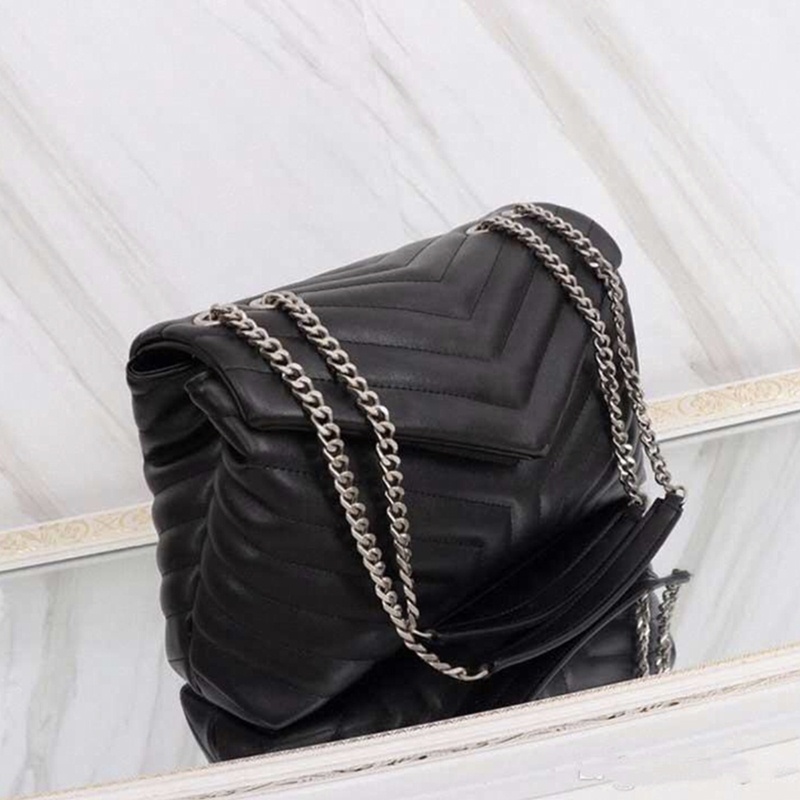 

High Quality Genuine Leather Shoulder Bags Desinger Handbags Real Leather Flap Cover with Three colors Hardware Women Bags Free Shipping, Black