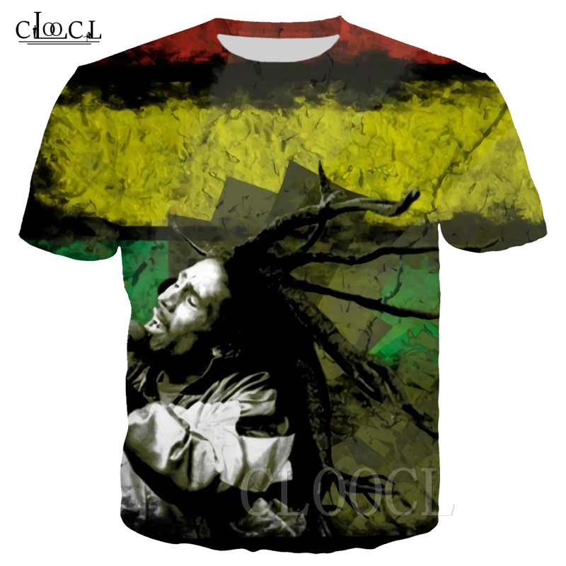 

Summer Reggae T-shirts Bob Marley 3D Print Unisex Plus Size T Shirt Men Clothing Creative Short Sleeve Hip Hop Streetwear Tee Tops, White;black