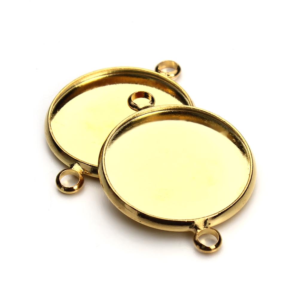 

Fostfo 10pcs/lot Round Gold Double Hole Cabochon Bases For Bracelet Earrings Necklace Handmade Jelwery Making Accessories