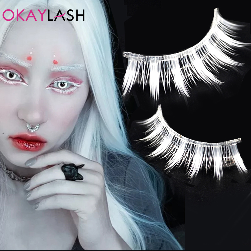 

OKAYLASH 1 Pair Mew Fashion False 3D White Eyelashes Halloween Cosmetic Beauty Accessories Eyelash Extension