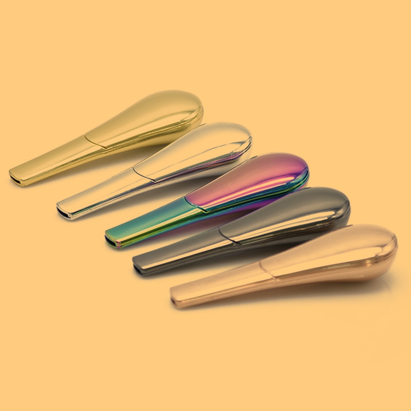 

Colorful Cool Spoon Scoop-Shape With Cover Zinc Alloy Smoking Portable Removable Portable Unique Design Handpipe High Quality DHL Free