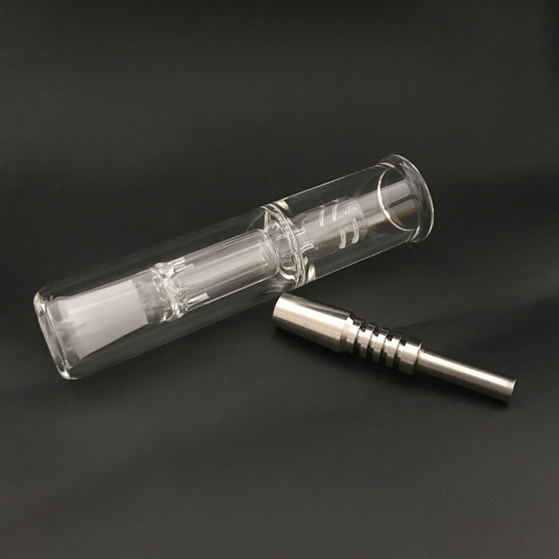 

Glass Pipe Vertical Vaporizer Mouthpiece Stem Glass Bubblers with 14mm Titanium Nail for Water pipe Concentrate Oil Rigs
