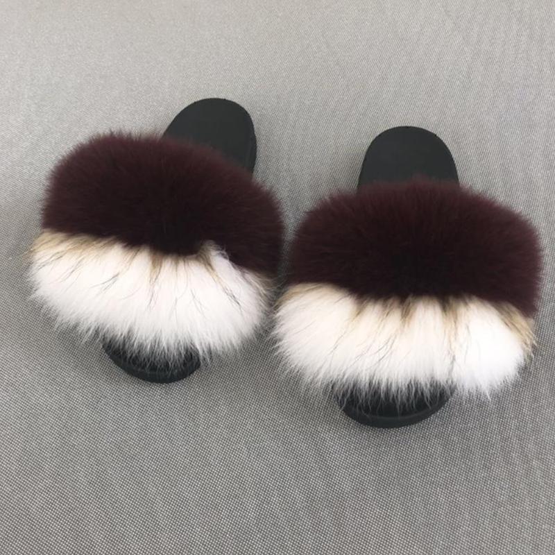 

Women Fur Furry Raccoon Slippers Female Furry Plush Hair Indoor Slides Ladies Casual Woman Shoes Fashion Plus Sandals Shoes, Lavender