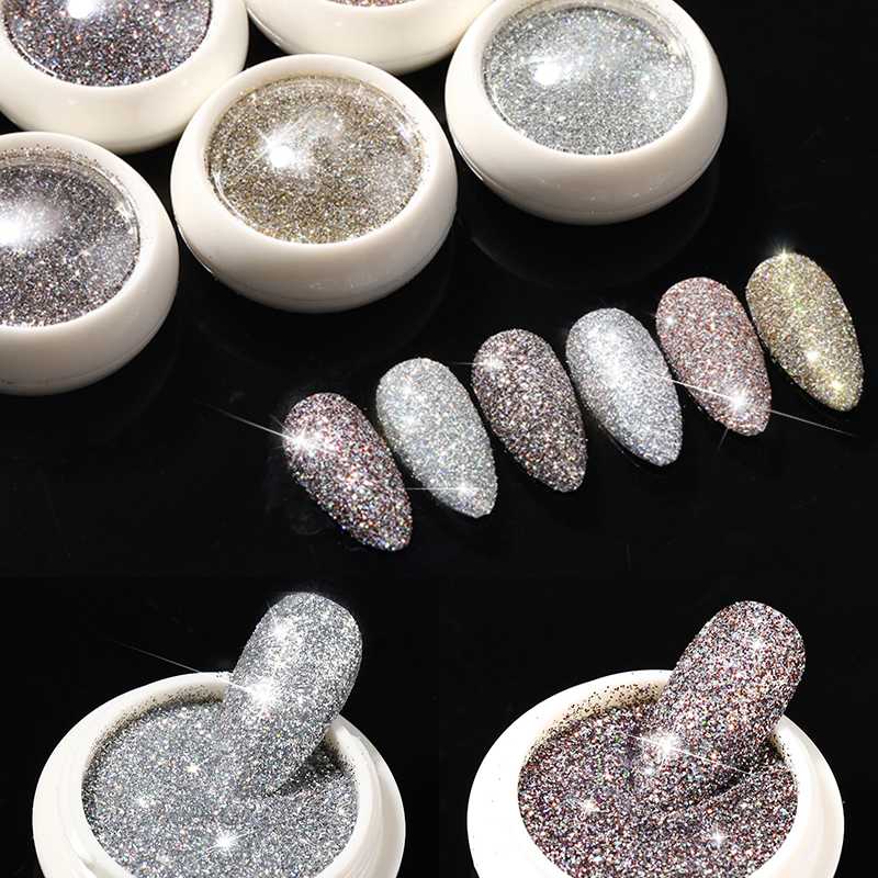 

6 Boxes Gold Sliver Nail Glitter Sequins Flakes Irregular Palliette Nail Pigment Powder Dust Art Decorations DIY Design