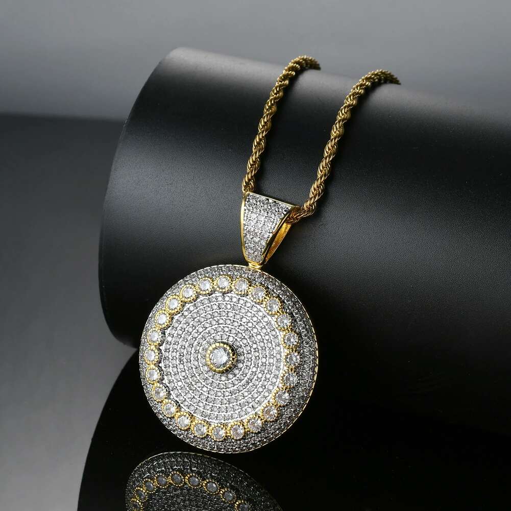

hip hop target diamonds pendant necklaces for men luxury necklace golden silver jewelry real gold plated copper zircons Cuban chain