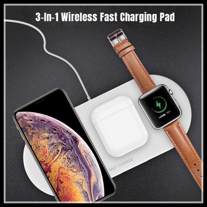 

Min.1pcs QI 3-In-1 Wireless Charger Pad 10W Output Fast Charging For Smart Phone Appl Watch Appl Wireless Bluetooth Earbuds Airepods