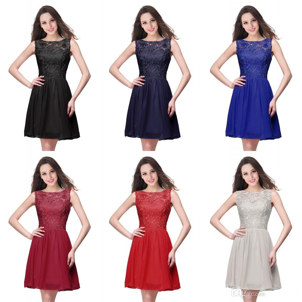 

Babyonlinedress In stock Coral Chiffon Lace Homecoming Dresses 2020 Cheap Zipper Back Short Cocktail Party Evening Prom Dresses CPS164, Black