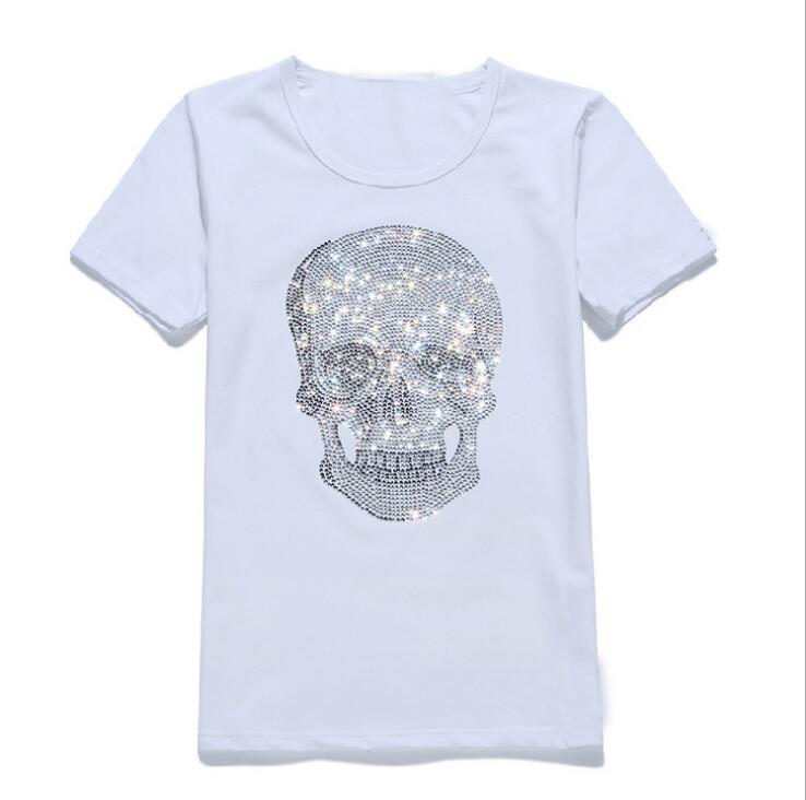 

T Designer Half-sleeved Brand T Shirt Tide Of White Round Social Hot Drilling T-shirt Short-sleeved Men's Neck Clothes Shirts Mens 6XL Lcrg, White;black