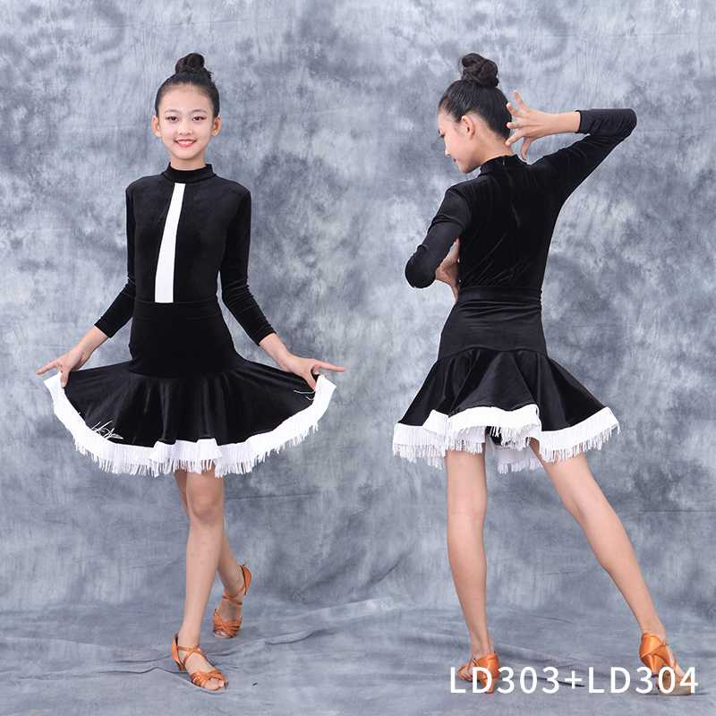 

Latin Dance Costume Children Girls Performance Competition Dresses Latin Dance Dress Cha Cha Rumba Tango Samba Dancewear DQS3405, As picture