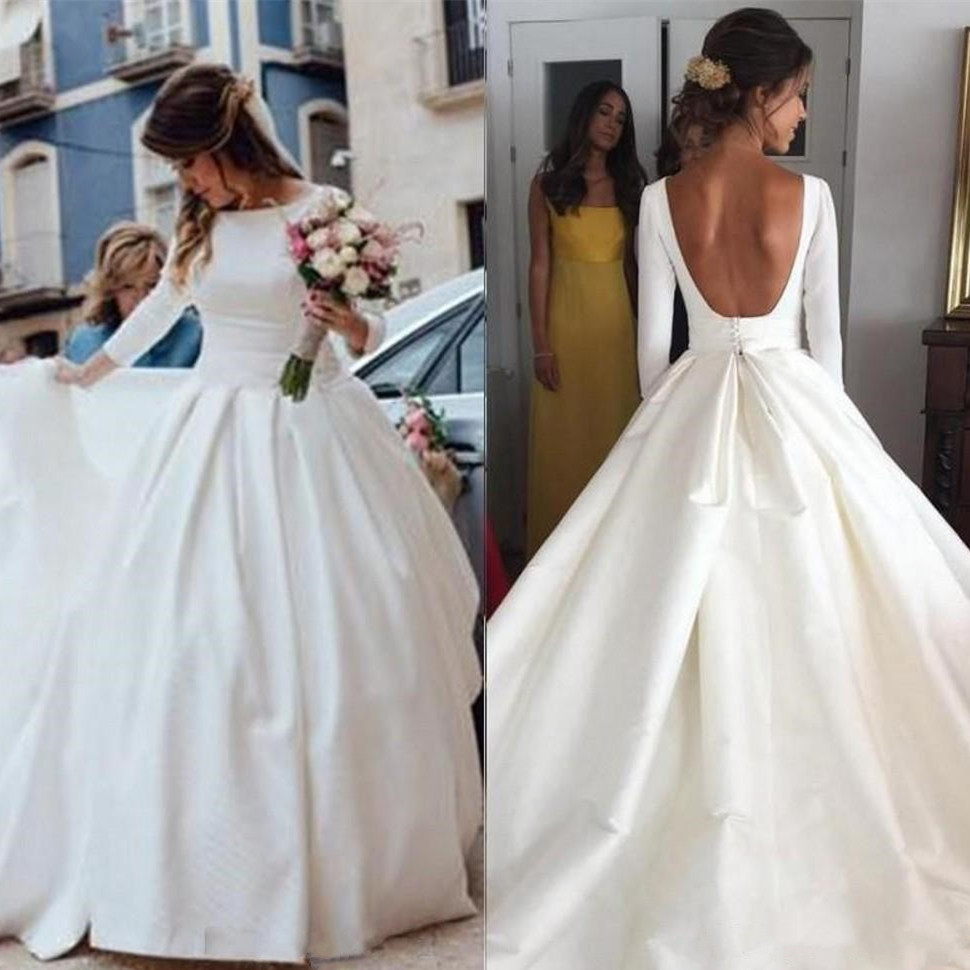 wedding dresses with long sleeves and open back