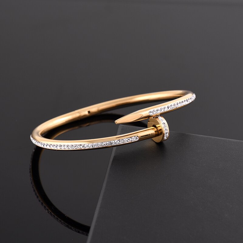 

Wholesale Fashion Men Women Couple Bracelet Bling Diamond 316L Stainless Steel Cuff Bracelet No Fade Design Jewelry Bangle With Box